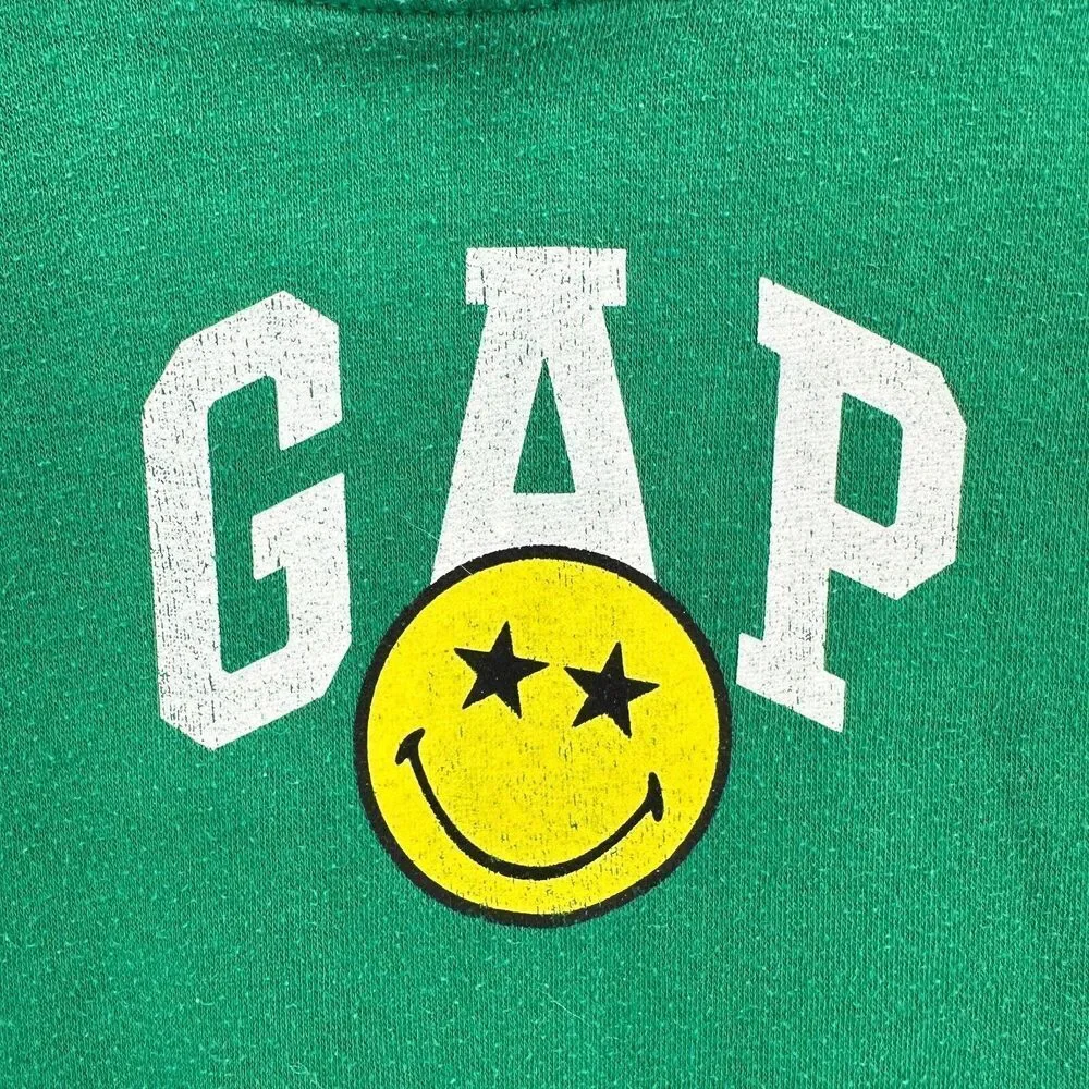 Gap x Smiley World Sweatshirt Kids Small Green‎ Hoodie Streetwear Indie Lounge